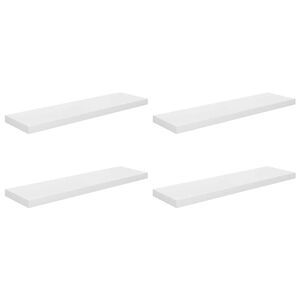 vidaXL Schweberegale 4 Stk. Hochglanz-Wei&szlig; 90x23,5x3,8 cm MDF