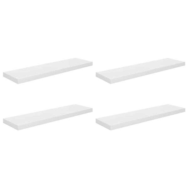 vidaXL Schweberegale 4 Stk. Hochglanz-Wei&szlig; 90x23,5x3,8 cm MDF