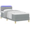 vidaXL LED Boxspringbett mit Matratze Hellgrau 100 x 200 cm Stoff