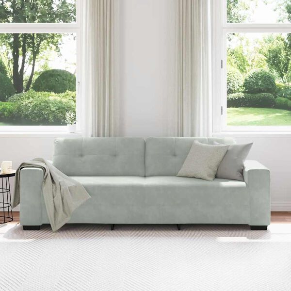 vidaXL 3-Sitzer-Sofa Hellgrau 220x78x80 cm Samt