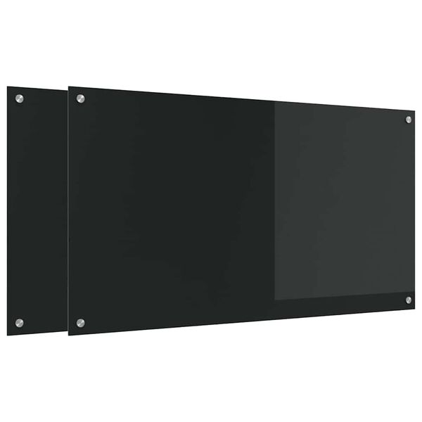 vidaXL Küchenrückwand 2 pcs Schwarz 110 x 60 cm Gehärtetes Glas