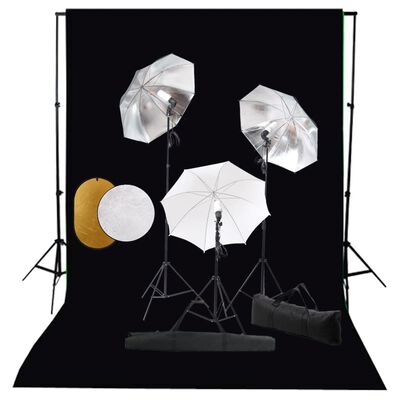vidaXL Fotostudio-Set mit Lampen, Schirmen, Hintergrund & Reflektor