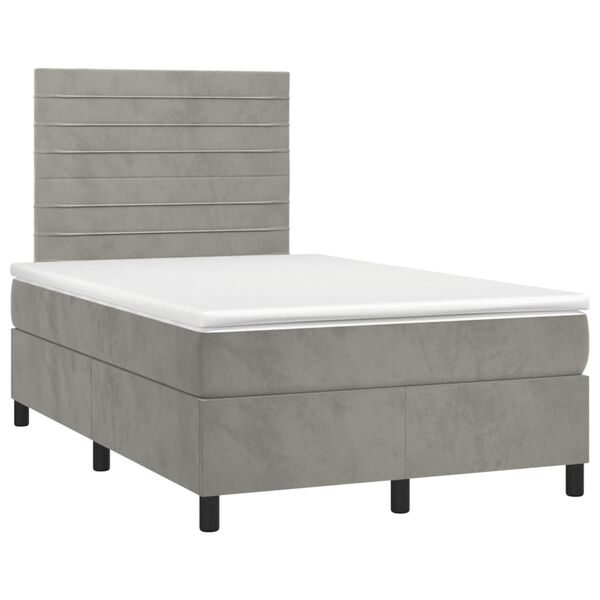 vidaXL Boxspringbett mit Matratze Hellgrau 120x190 cm Samt