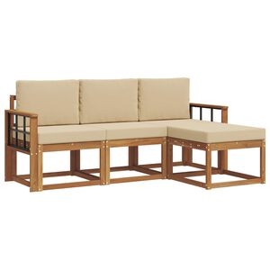 vidaXL Outdoor-Sofagarnitur 4 stk. 3-Sitzer Natur und Beige