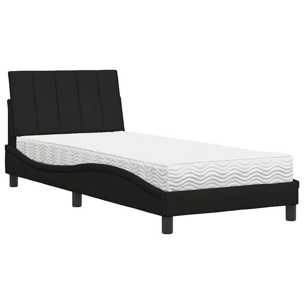 vidaXL Bett mit Matratze "Hanko" Schwarz 90x190 cm Stoff