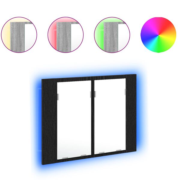 vidaXL Badezimmerspiegelschrank Schwarz Eichen-Optik 60 x 12 x 45 cm