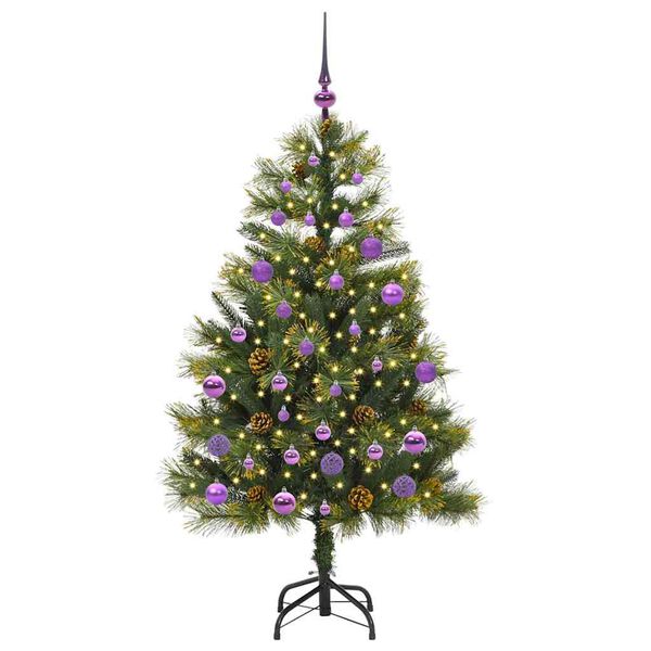 vidaXL K&uuml;nstlicher klappbarer Weihnachtsbaum mit Tannenzapfen 150 cm