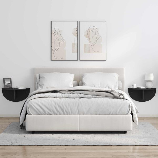 vidaXL Wandregal Wandmontiert Schwarz 48 x 24 x 24 cm Holzwerkstoff