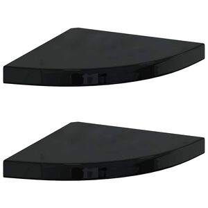 vidaXL Eck-Schweberegale 2 Stk. Hochglanz-Schwarz 35x35x3,8 cm MDF