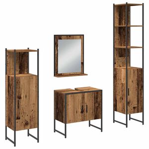 vidaXL Badezimmerm&ouml;bel Set mit Speicher 4 pcs Braun 33 x 33 x 185.5 cm