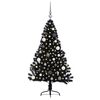 vidaXL K&uuml;nstlicher vorbeleuchteter Weihnachtsbaum Schwarz 150 cm PVC