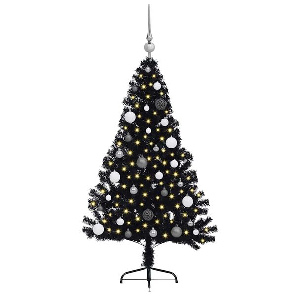 vidaXL K&uuml;nstlicher vorbeleuchteter Weihnachtsbaum Schwarz 150 cm PVC
