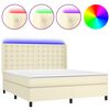 vidaXL Boxspringbett mit Matratze & LED Creme 180x200 cm Kunstleder