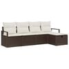 vidaXL Garten-Sofa-Set mit Kissen mit Speicher 5 pcs Braun Poly Rattan
