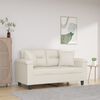 vidaXL 2-Sitzer-Sofa mit Kissen Creme 120 cm Kunstleder