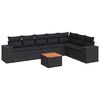 vidaXL 8-tlg. Garten-Sofagarnitur mit Kissen Schwarz Poly Rattan