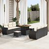 vidaXL Gartensofa-set mit Kissen 9 pcs Schwarz und Creme Poly-Rattan