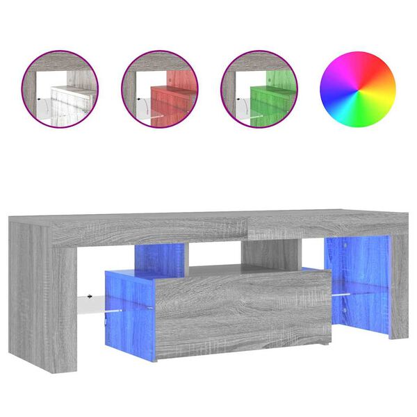 vidaXL TV-Schrank mit LED-Leuchten Grau Sonoma 120x35x40 cm