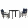 vidaXL Garten Essgruppe 3 Stk. Grau und Schwarz Rattan