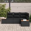 vidaXL Gartensofa-set mit Kissen mit Speicher 4 pcs Schwarz Polyrattan