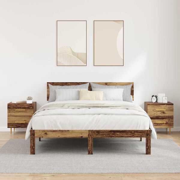 vidaXL Nachttisch 2 pcs Altholz 40 x 35 x 47,5 cm Holzwerkstoff