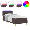 vidaXL LED Boxspringbett mit Matratze Dunkelbraun 90 x 200 cm Stoff