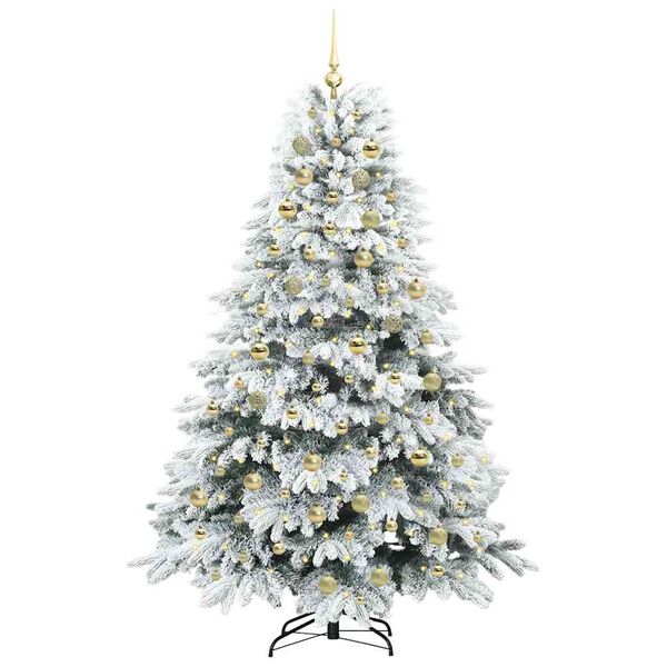 vidaXL K&uuml;nstlicher Weihnachtsbaum mit 300 LEDs Wei&szlig; 180 cm PE und PVC