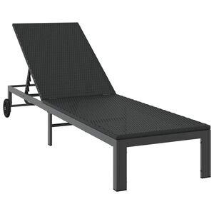 vidaXL Sonnenliege 1-Person Schwarz 206 x 62,5 x 74 cm Poly-Rattan