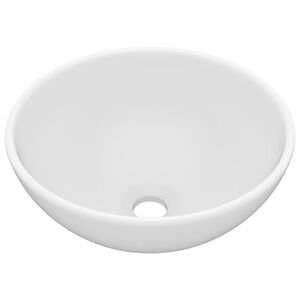 vidaXL Luxus-Waschbecken Rund Matt Wei&szlig; 32,5x14 cm Keramik