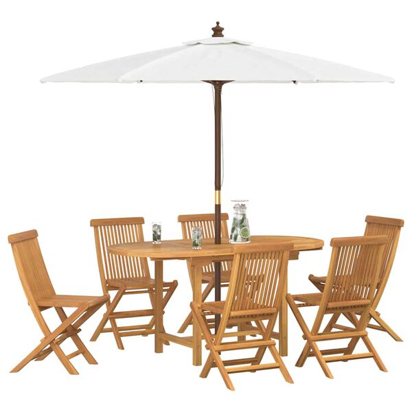 vidaXL Garten Essgruppe 7 pcs Braun Massivholz Teak