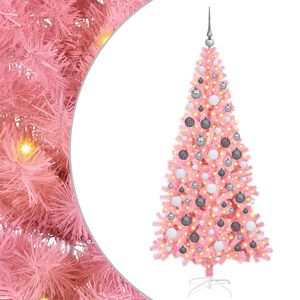 vidaXL Weihnachtsbaum mit 300 LEDs mit St&auml;nder Rosa 180 cm PVC