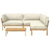 vidaXL Sofa Set mit Kissen Uni 4 pcs Creme Massivholz Akazie