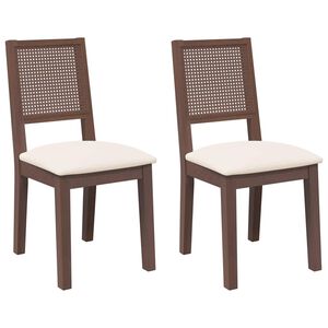 vidaXL Esszimmerst&uuml;hle mit Kissen 2 Stk. Braun Massivholz Gummibaum