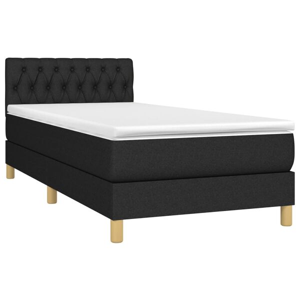 vidaXL Boxspringbett mit Matratze & LED Schwarz 90x190 cm Stoff