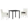 vidaXL Garten Essgruppe mit Kissen 3 pcs Wei&szlig; Poly-Rattan