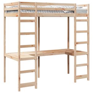vidaXL Hochbettrahmen Natur 90 x 200 cm Massives Kiefernholz