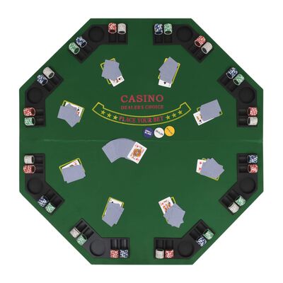 vidaXL 8-Spieler Poker Tischauflage Faltbar 4-fach Achteckig Grün