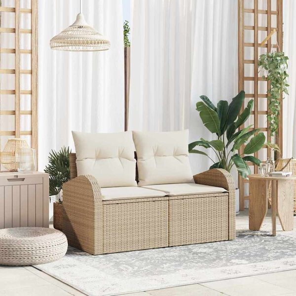 vidaXL Gartensofa Beige 124 x 62 x 69cm Poly-Rattan