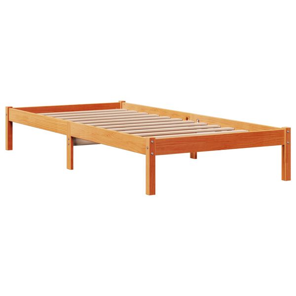 vidaXL Bettgestell mit Kopfteil ohne Matratze Wachsbraun 75x190 cm