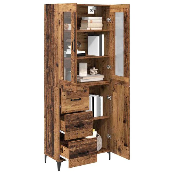 vidaXL Highboard Wandmontiert Altholz 69,5 x 34 x 180 cm Holzwerkstoff