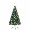 vidaXL K&uuml;nstlicher Halb-Weihnachtsbaum Beleuchtung Kugeln Gr&uuml;n 240 cm