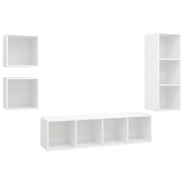 vidaXL 4-tlg. TV-Schrank-Set Weiß Holzwerkstoff