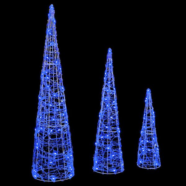 vidaXL Weihnachtsbaum mit 90 LEDs 3 pcs Blau 20 x 20 x 80 cm Acryl