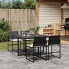 vidaXL 5-tlg. Garten-Essgruppe mit Kissen Schwarz Poly Rattan