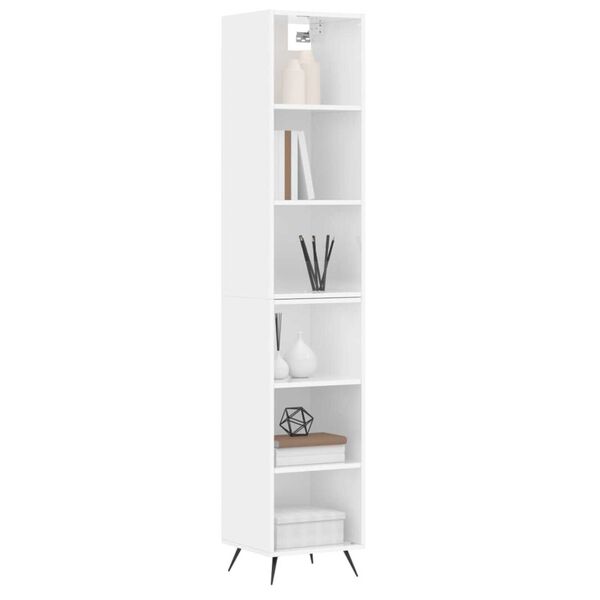 vidaXL Highboard Hochglanz-Wei&szlig; 34,5x32,5x180 cm Holzwerkstoff