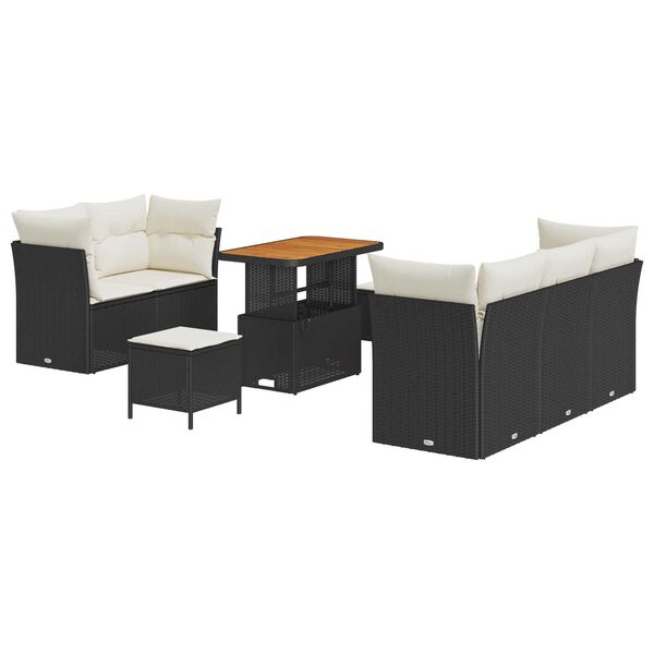 vidaXL Garten-Sofa-Set 8 pcs Schwarz Poly-Rattan