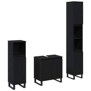 vidaXL Badezimmerm&ouml;bel-Set Wandmontiert 3 pcs Schwarz Eichen-Optik