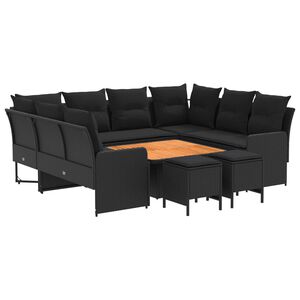 vidaXL M&ouml;belsets mit Kissen 8 pcs Schwarz PE-Rattan