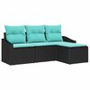 vidaXL Sofa Set 4 stk. Schwarz [Synthetisch]: Poly Rattan