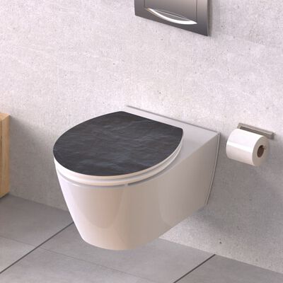SCHÜTTE WC-Sitz mit Absenkautomatik BLACK STONE Hochglanz MDF